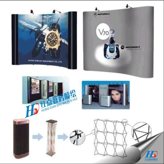拉網(wǎng)展架噴繪，直型拉網(wǎng)展架噴繪，弧型拉網(wǎng)展架噴繪，彈簧弧型拉網(wǎng)展架噴繪，鐵質(zhì)拉網(wǎng)展架噴繪，鋁合金拉網(wǎng)展架噴繪 彈簧式拉網(wǎng)展架噴繪 出口型拉網(wǎng)展架噴繪